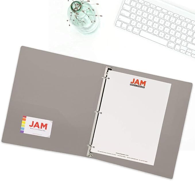JAM PAPER Plastic 1 inch Binder - Smoke Grey 3 Ring Binder - Sold Individually