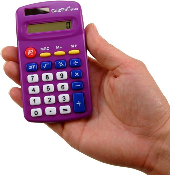 EAI Education CalcPal EAI-80 Basic Solar Calculator, Dual-Power for School, Home or Office: Assorted Colors - Set of 10