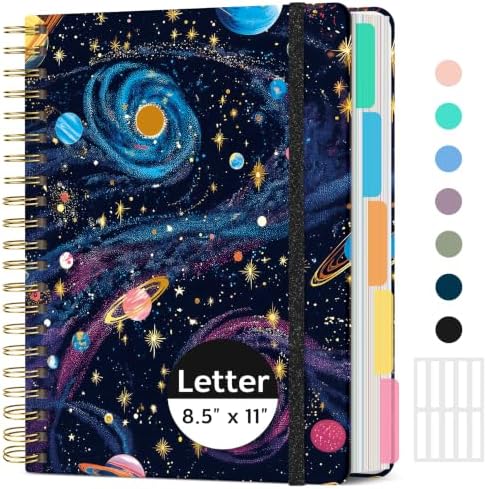 Taja Large Spiral Notebooks for Work 5 Subject with Removable Dividers