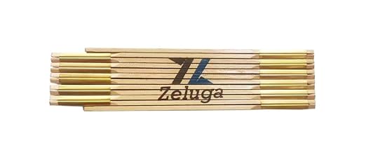 Zeluga 23-241 5/8in. x 6ft. Oversized Brick Mason Two Way Wood Rule, Folding Wood Ruler with Letter Side, Natural