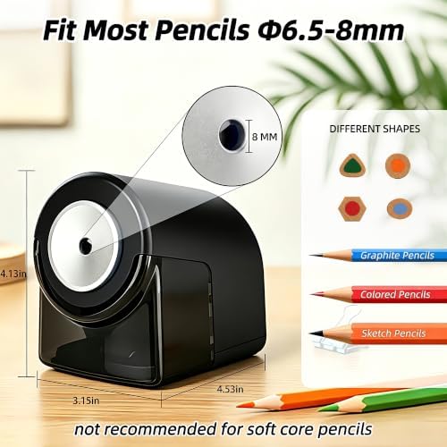 deli Electric Pencil Sharpener,Heavy Duty Pencil Sharpener, Black
