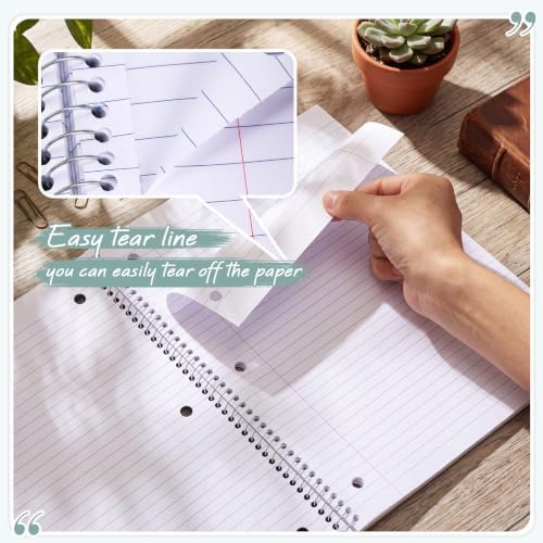 Teling 8 Pcs 1 Subject Spiral Notebook for Work College Ruled 8 x 10 1/2 Inch Spiral Journal Notebook 3 Hole Punched Paper Tear Line 70 Sheets Office School Study Supplies (Subtle Color)