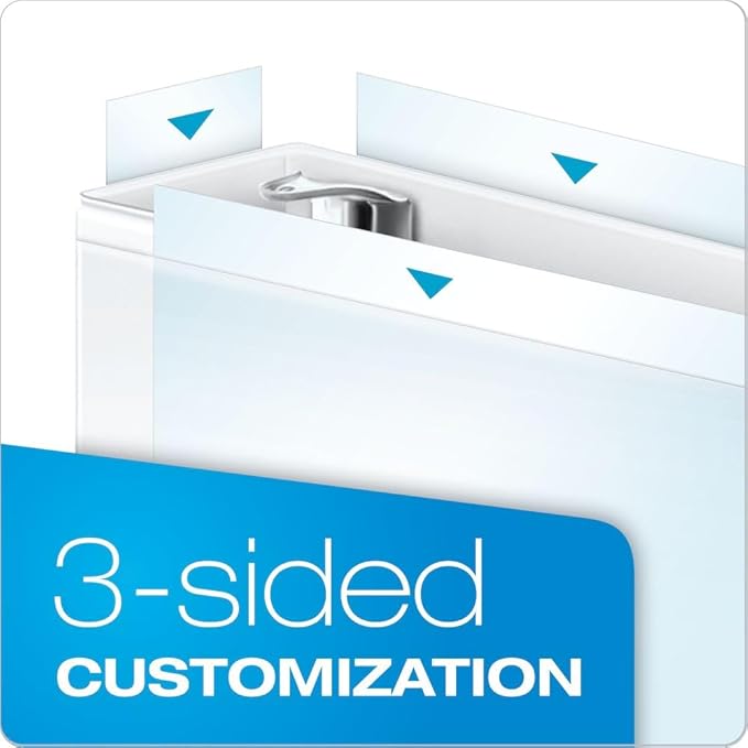 Cardinal 3 Ring Binder, 3 Inch Performer ClearVue Binder, Round Rings, 625-Sheet Capacity, Customizable ClearVue Covers, PVC-Free, White (67524)