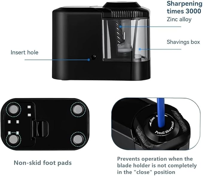 Heavy Duty Electric Pencil Sharpener, USB and Battery Powered, Best for Kids Students and Personal Use in Office School and Home by JinZeFa