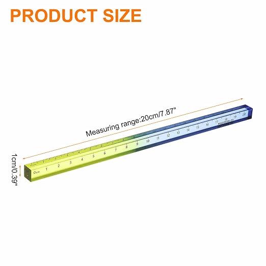 HARFINGTON Acrylic Clear Straight Rulers 20cm Metric Transparent Gradient Three-Dimensional Plastic Ruler Square Cube Measuring Tool for Classroom Office, Blue-Yellow