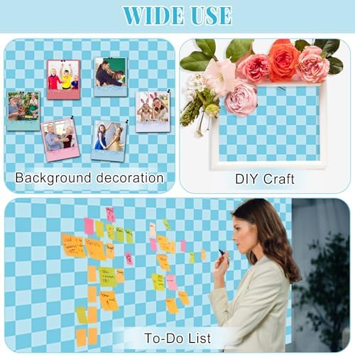 Blue Checkered Bulletin Board Roll Non-Woven Fabric Poster 15.7" x65.6ft