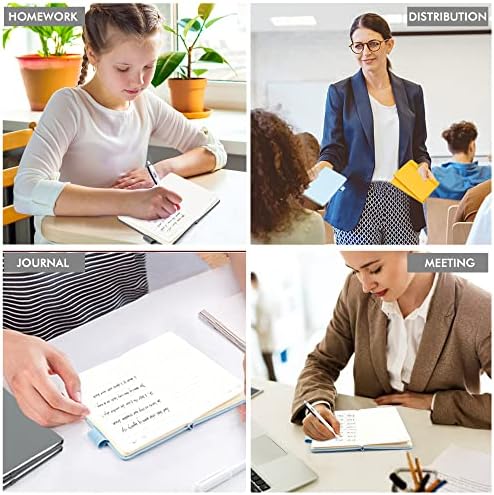 feela Pocket Notebook Journals, Mini Cute Small Hardcover College Ruled Notepad Office School Supplies, with 3 Black Pens, 3.5”x 5.5”, 3 Pack, A6, Solid Colors, Gray, Yellow, Light Blue