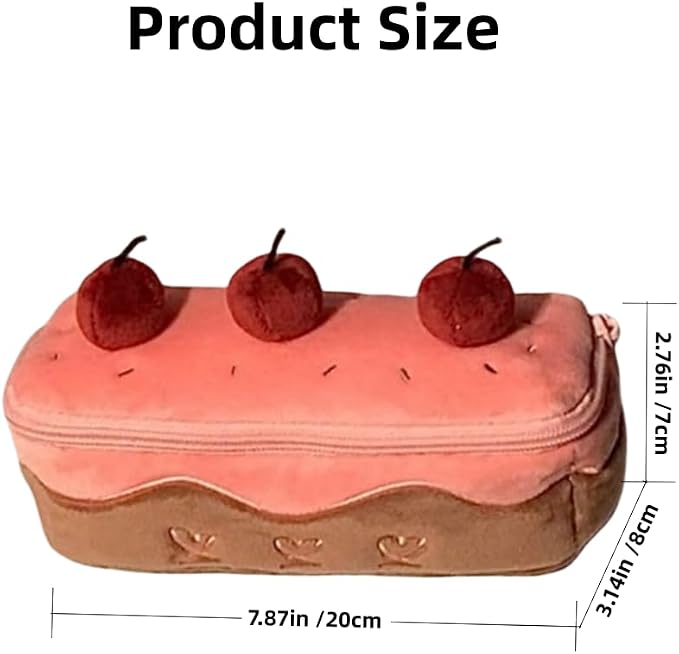 Cherry Cake Pencil Case Big Capacity Pen Holder Plush Pencil Pouch Box Cute Aesthetic Pen Case (Cherry)