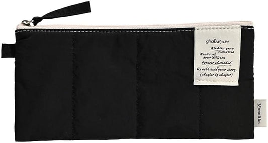 Monolike Archive247 Cushion Pencil Case, 07. Black - Pencil Pouch, Portable Pencil Bag, Pencil Case, Office Pouch case, Cushion, Soft, Vintage
