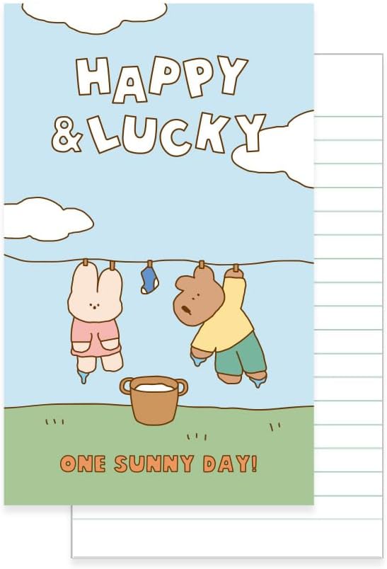 Monolike Happy and Lucky Littles Paperback Line Notebook - 03. Laundry_Design note, Mini note, Simple note, Notebook, 192 Pages, 4.13x6.69