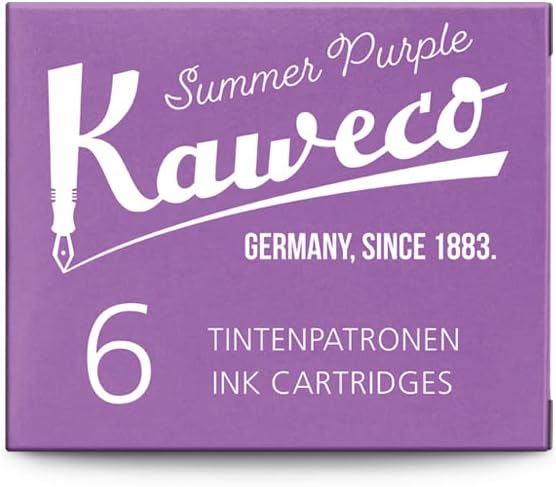 Kaweco Fountain Pen Ink Cartridges Summer Purple Pack of 6 | Premium Ink with Short Standard Cartridges in Purple | Vegan Cruelty Free Water Soluble Calligraphy Lettering Writing