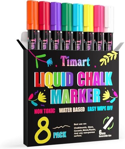 Timart Liquid Chalk Markers, 6mm Bold Chalk Pens