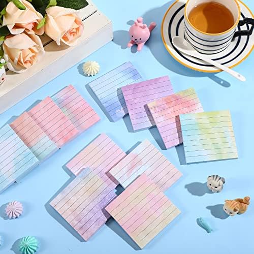 720 Pieces 12 Pads Watercolor Sticky Note Pads 3 x 3 Inch Lined Sticky Notes Watercolor Self Stick Notes with Lines Memo Pads Colorful for School Office Desktop Stationery Students Writing Supplies