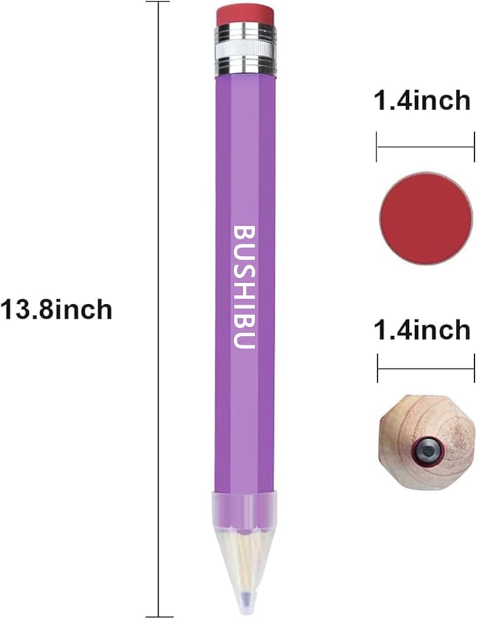 Giant Pencil, 14 Inch Jumbo Pencils, Funny Big Novelty Pencil for Prop/Gifts/Decor (Light Purple)