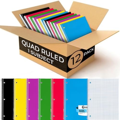 Rosmonde 1 Subject Graph Paper Spiral Notebook, 12 Pack, 70 Sheets