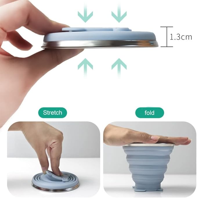 Tutuba Silicone Collapsible Cups, Small Portable Drinking Cup with Lids Leakproof Folding Coffee Mugs for Kids & Adults Camping Travel