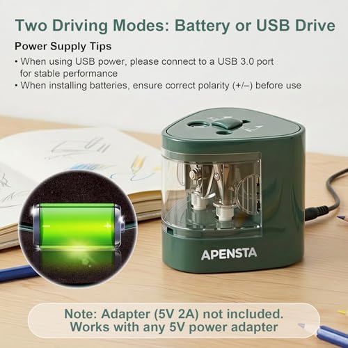 Automatic Electric Pencil Sharpener, Dual Hole, 6-12mm