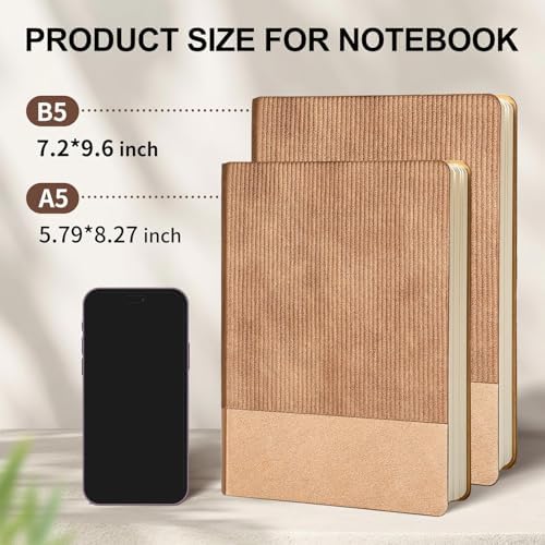 Lined Journal Notebook for Work College Ruled Note Book 7.2"x9.6" B5 PU Leather Daily Journaling 160 Pages for Women Men Writing Home School Supplies Business RoseGold
