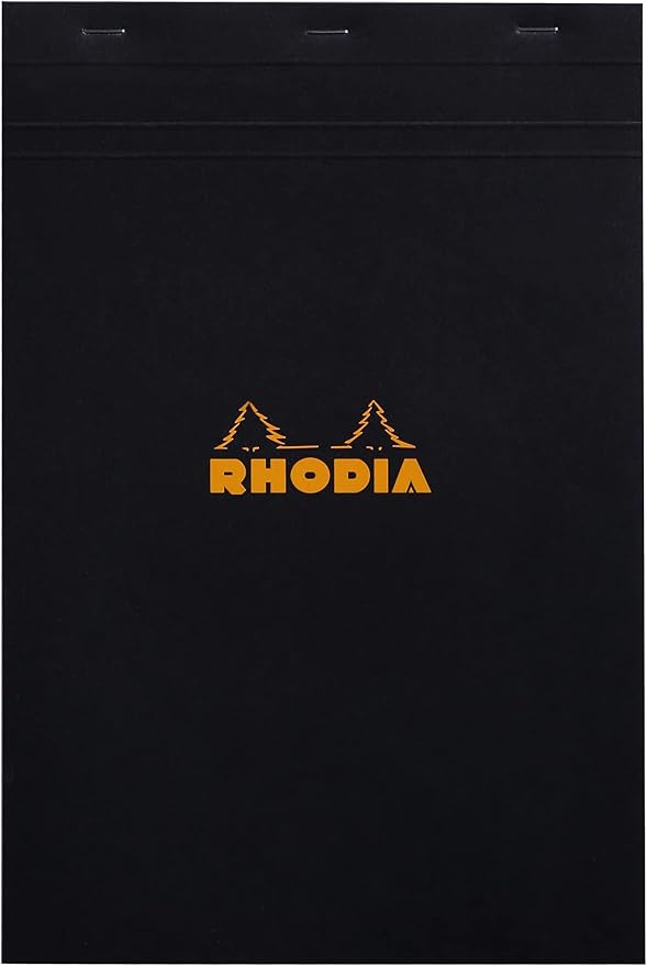 Rhodia Staplebound Notepads - Graph 80 Sheets - 8 1/4 x 12 1/2 in. - Black Cover