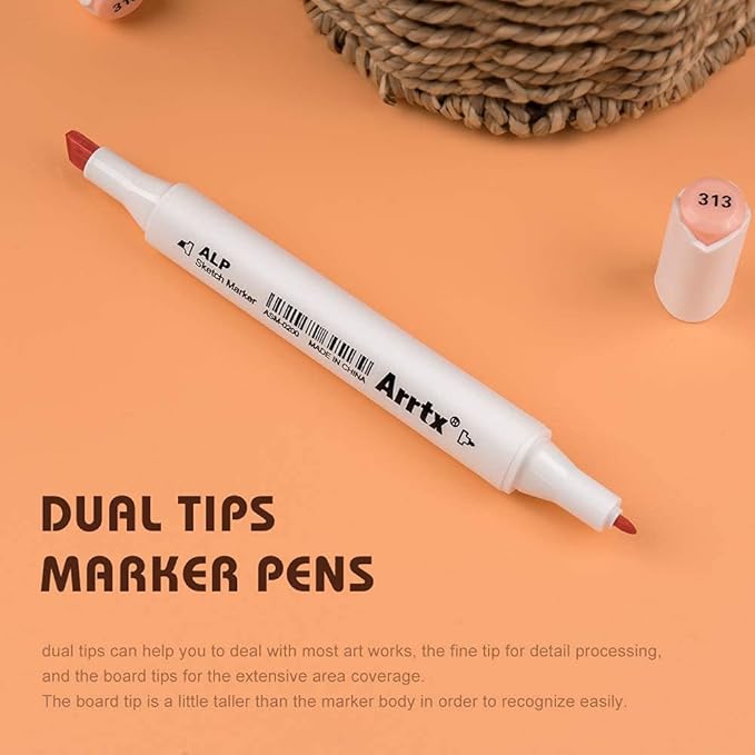 Arrtx 36 Colors Skin Tone Markers, ALP Dual Tips Alcohol Marker Pen Perfect for Coloring, Portrait Design, Comic, Anime, Illustration, Card Marking Christmas Gifts