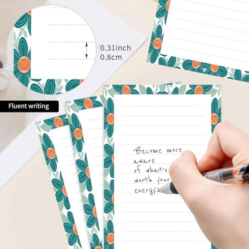 2 Pack Lined Sticky Notes 4x6 in, Cute Self-Stick Notepads with Lines, Large Memo Pads Strong Adhesive for Office, Home Cute Flower Sunflower