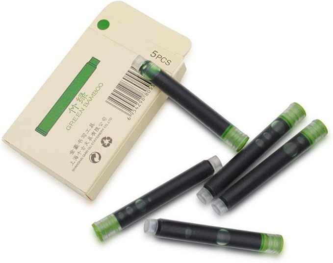 30pcs JINHAO Ink Cartridges Fountain Pen Refills for JINHAO and Baoer Pen Standard Size (Green Bamboo)