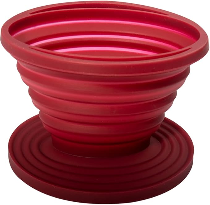 Collapsible Coffee Filter Rubber Coffee Maker Reusable Coffee Dripper For Hiking, Camping, Home, Office (Red)