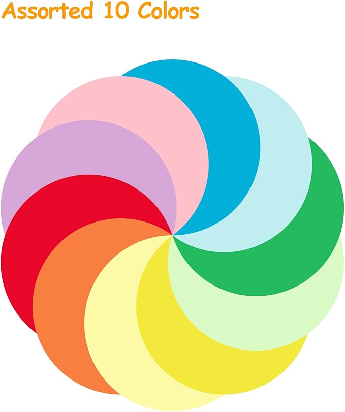 Ezyaid Construction Paper Circles with Assorted Colors 2 Inch, Multicolor Crafting Paper 200 Sheets for DIY Arts and Crafts, Classroom Decor, Bulletin Boards