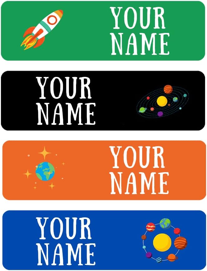 128 Custom Waterproof Dishwasher Safe Kid Name Labels for Daycare, School Supply, Baby Bottles, Lunch Boxes and Cups, Travel. Cute Personalized Design Name Stickers (Pattern 5)