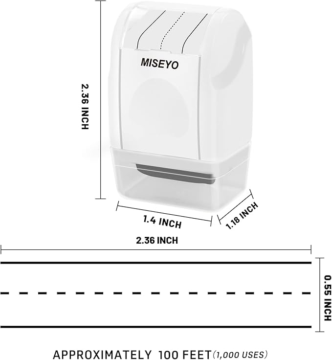 Miseyo Dashed Handwriting Lines Practice Roller Stamp,Self-Inking Line Rolling Stamps for Kids Writing - White