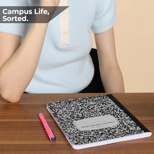 Paper Rite Marble Composition Notebook, 48 Pack, Black