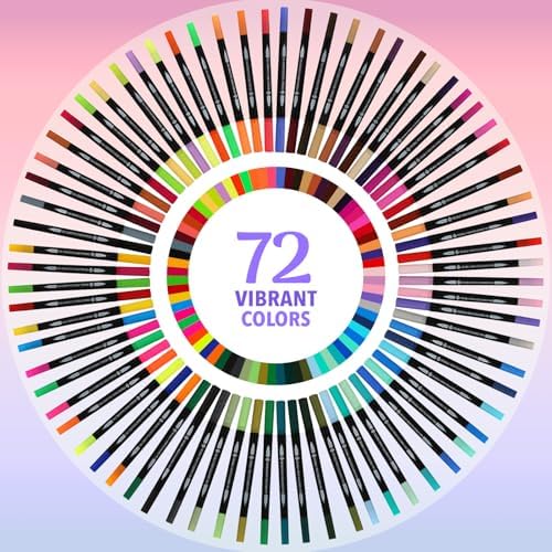 ZENO 72 Dual Tip Markers Set-C with Case – No-Bleed Art Markers for Adults – Fine & Brush Tips - Watercolor Pens for Journaling, Artists, and Creative Projects