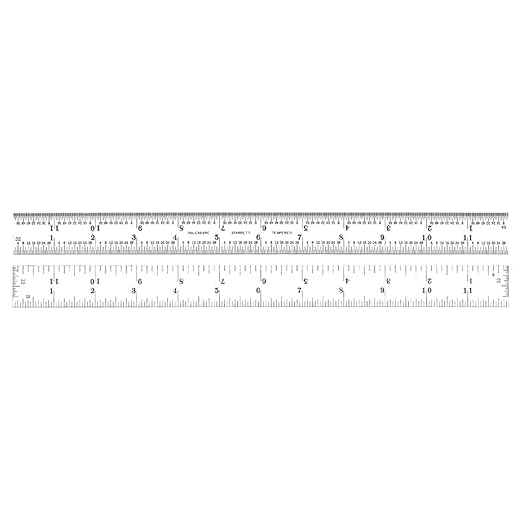 Starrett Spring Tempered Steel Rule with Satin Chrome Finish, Quick Reading and Inch Graduation - 12" Length, 4R Graduation Type, 3/64" Thickness - C604RE-12