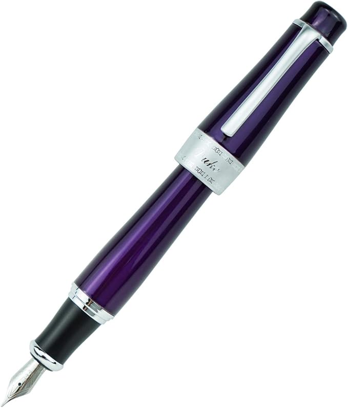 Asvine Duke Luxury Purple Fountain Pen Fine Nib, Charlie Chaplin Series, Unique Design Collection Heavy Pen with Pouch