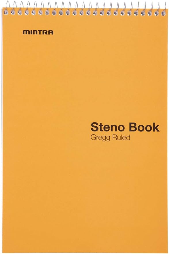 Mintra Office Steno Books Set - Top-Spiral Bound, Gregg Ruled, 70 Green Tint Sheets, Poly Pastel Covered Notebooks for Office, Professional, School & Work, Note-taking, Writing Pads, 6"x9", 4 Pack
