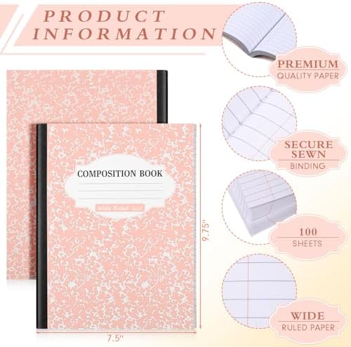 Colarr 12 Pack Composition Notebook Wide Ruled Marble, Simple Color
