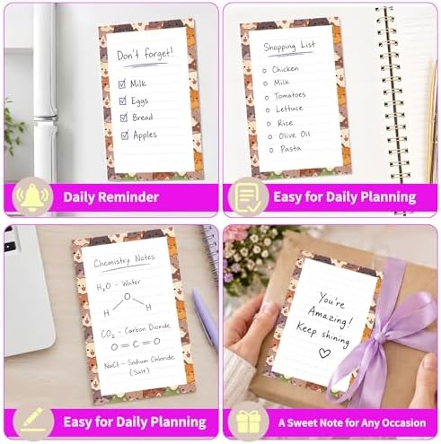 Lined Sticky Notes 4x6 in, 2 Pack Large Cute Notepads with Lines Self-Stick Note Pad, Funny Memo Pads Strong Adhesive for Office, Home Cute Funny Cats