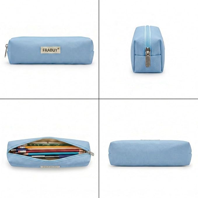 Canvas Pencil Case Pouch – Multipurpose Pen Bag Stationery Blue | Heavy-duty canvas, smooth alloy zipper, cute organizer for girls and boys, ideal for stationery, cosmetics, tech gear