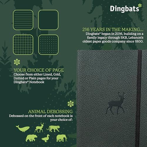 Dingbats A5 Wildlife Ruled Notebook Journal - Premium Vegan Leather Softcover Executive Journal for Women & Men - Work, Note Taking, Writing & Travel