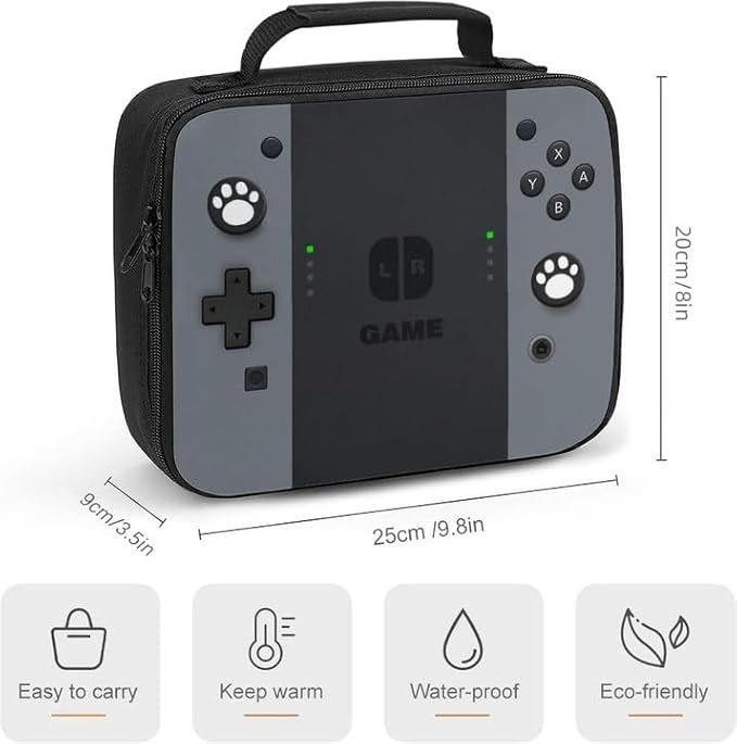 Insulated Lunch Box for Boys Girls, Game Lunch Bag for School Work Office Travel Picnic Hiking Beach, Waterproof Leakproof Portable Fits Most Bento Boxes
