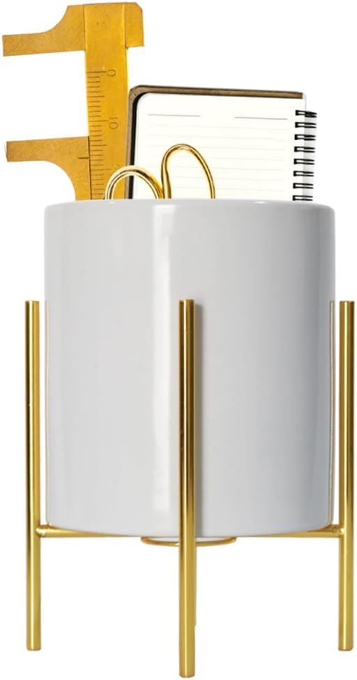 Large Office Pen Holder,Gold and White Desk Organizers for Office, home, wedding, kitchen