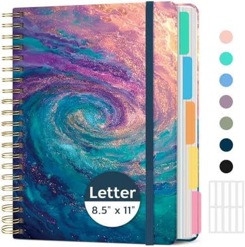Taja Large Spiral Notebooks for Work 5 Subject with Removable Dividers