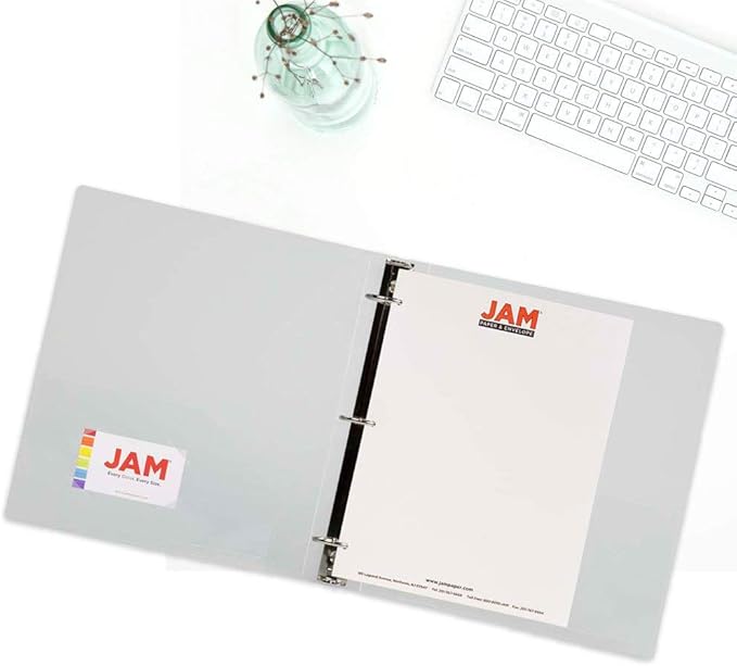 JAM PAPER Plastic 2 inch Binder - Clear 3 Ring Binder - Sold Individually