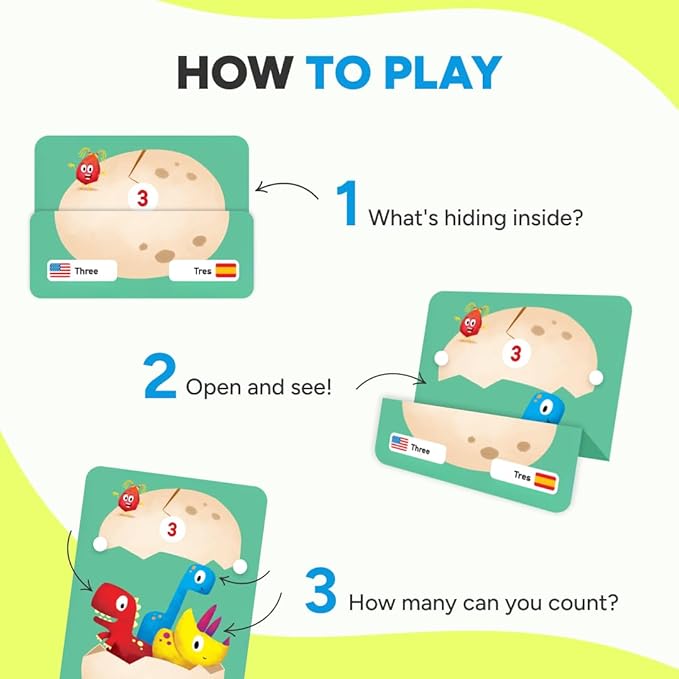 KIDROX Count to 20 Flashcards – Open & Discover Hidden Surprises! Learn Numbers 1–20 in English & Spanish with Marji | 20 Fold-Out Cards | Fun Counting Game for Kids 3+