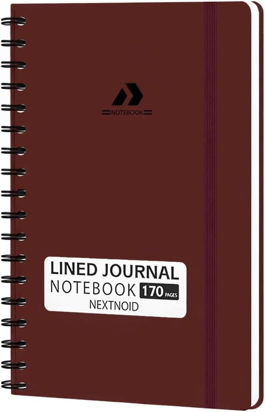 Nextnoid Lined Spiral Notebook Journal For Women & Men - A5(5.8" x 8.3") 170 Pages, Hardcover Notebooks for Work & Note Taking, College Ruled Journals for Writing - Burgundy