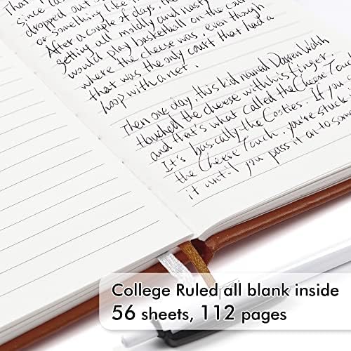 feela 3 Pack Pocket Notebook Journals, Mini Cute Small Journal Notebook Bulk Hardcover College Ruled Notepad with Pen Holder for Office School Supplies, with 3 Black Pens, 3.5”x 5.5”, A6, Brown