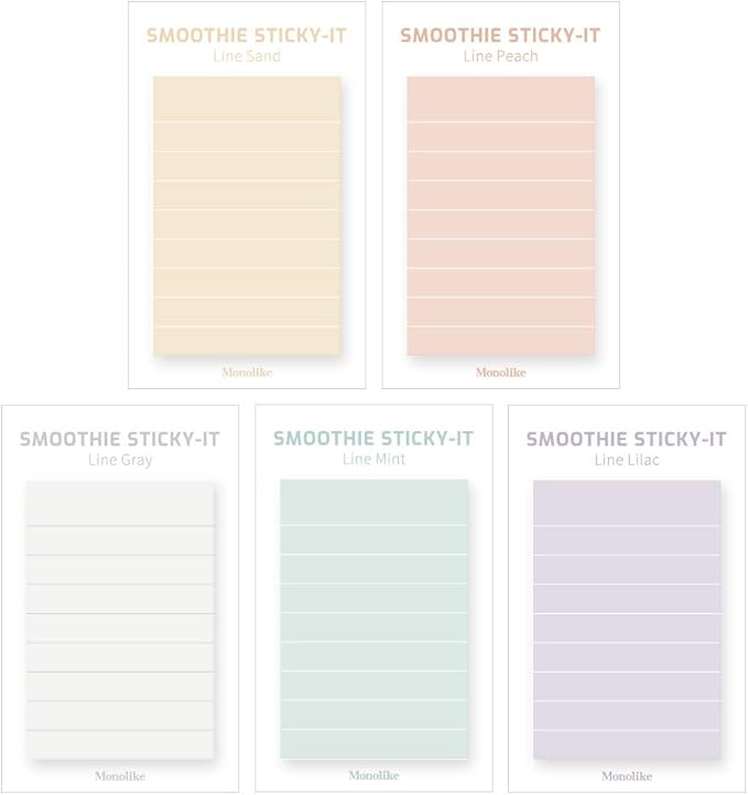 Monolike Smoothie Line Sticky-it - 5p Set Self-Adhesive Memo Pad 50 Sheets