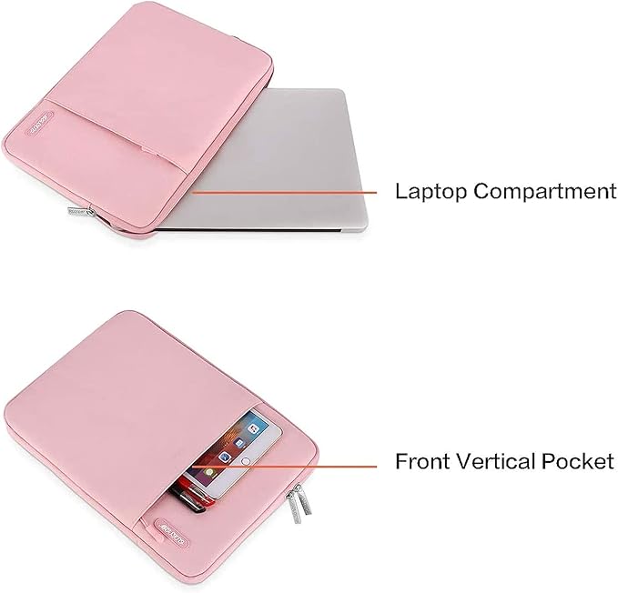 MOSISO Laptop Case 15 inch, 15 inch Laptop Sleeve Compatible with MacBook Air M5 A3448 M4 A3241 M3 A3114 M2 A2941 2026-2023, Dell XPS, Polyester Vertical Computer Sleeve Bag with Pocket, Pink
