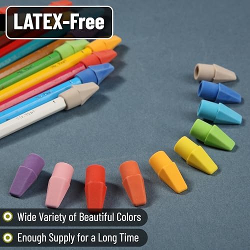 Mr. Pen- Pencil Erasers Toppers, 240 Pack, Colorful, Latex Free, No Smudge