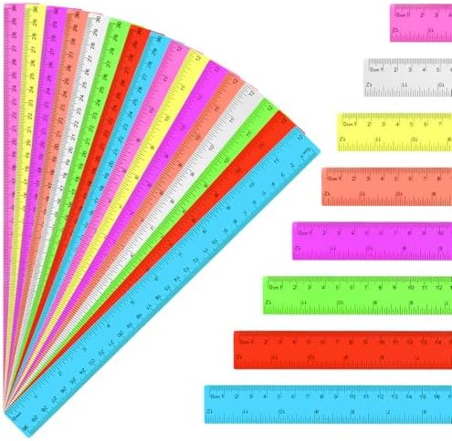 16 Pack Clear Plastic Rulers 12 inch, Ruler Bulk for Classroom and Office